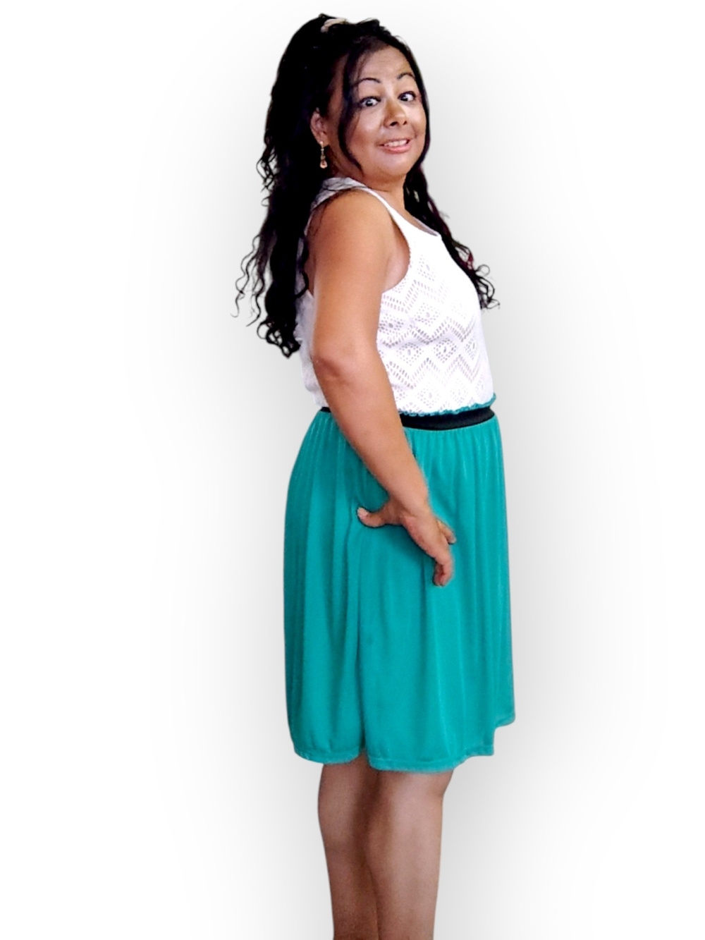 Maurices Beige Lace And Teal Skirt Dress Women's Large